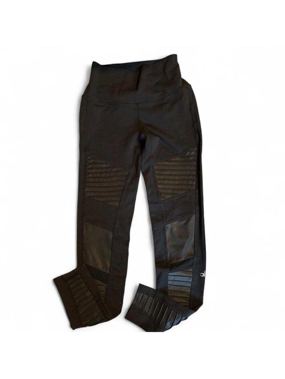 Alo Black leggings with mesh panels and ribbed detailing size S